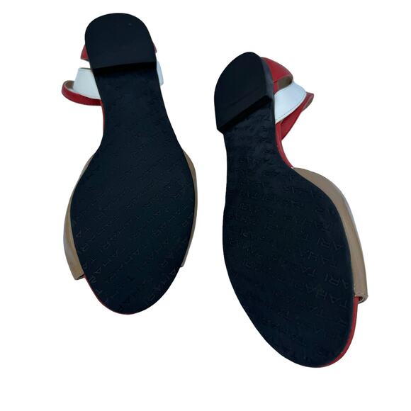 New Tahari Fleur Women's Peep Toe Tan Red White Peep Toe Ankle Strap Sandal 8M - Picture 6 of 11